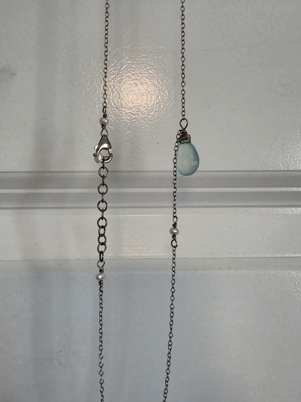 Delicate aquamarine Teardrop Necklaces (2) & Earrings Set sterling silver artisa - Picture 9 of 12
